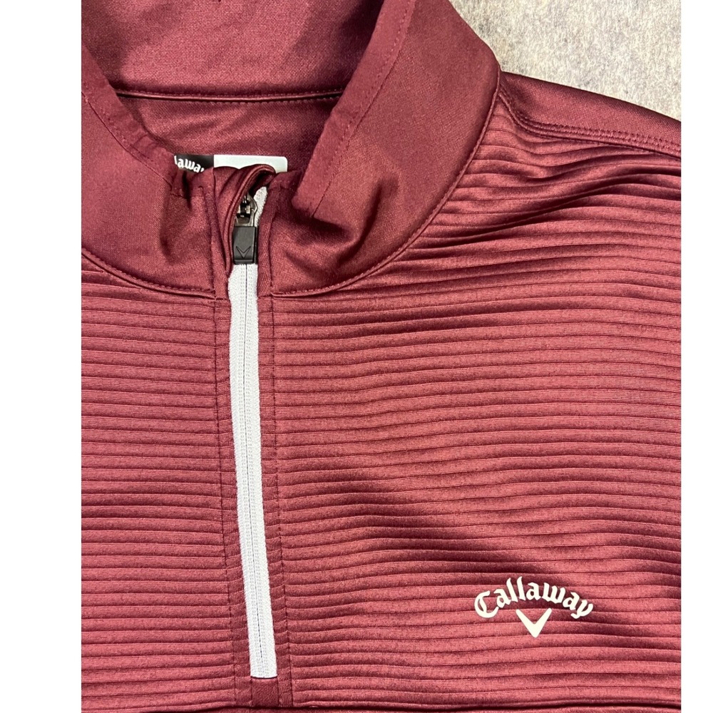 Callaway Pullover Mens XL Maroon Quarter Zip Textured Ribbed Performance New - Picture 4 of 9